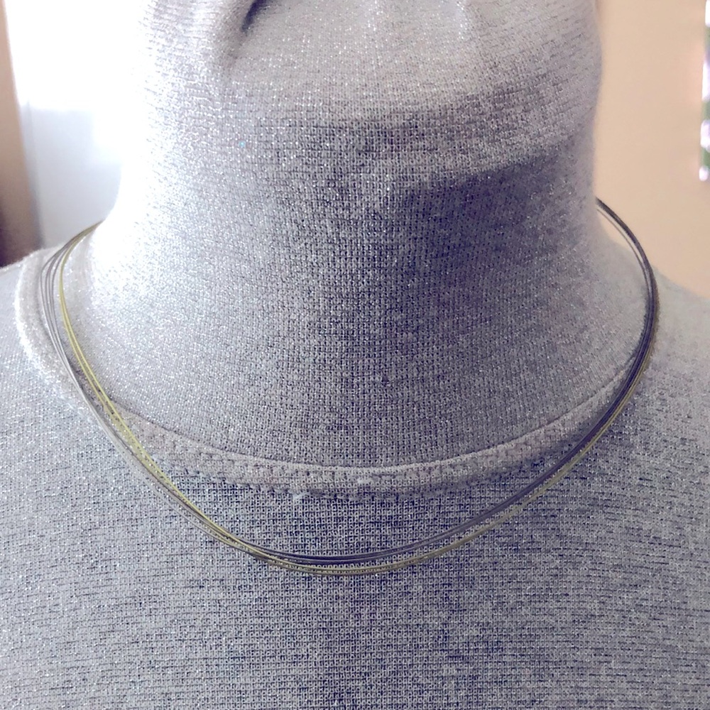 Sterling 925 clasp and chain Guitar Strings Necklace adjustable silver and gold